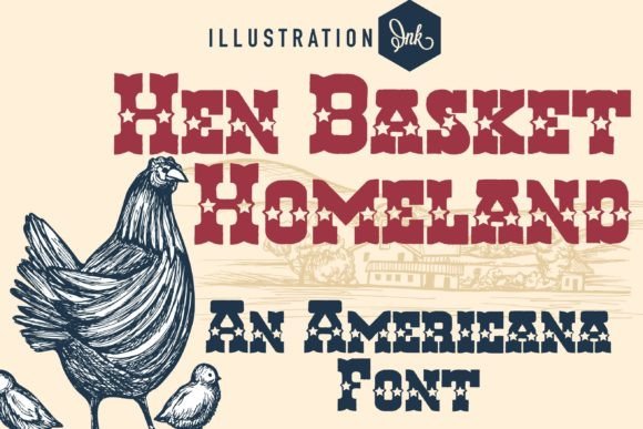 Hen Basket Homeland Font for Handmade Creations